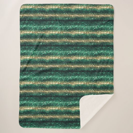 Couverture Sherpa Noël Pailleté Vert Or (Devant)