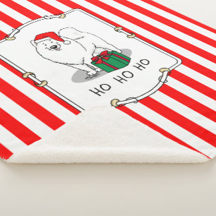 Couverture Sherpa Noël Père Noël Casquette Samoyé Chien mignonne