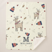 Couverture Sherpa Noël Reindeer Casquette Motif Personnalisé (Devant)
