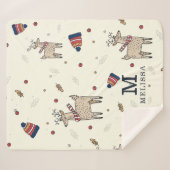 Couverture Sherpa Noël Reindeer Casquette Motif Personnalisé (Devant (Horizontal))