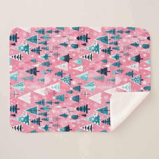 Couverture Sherpa Noël rose (Devant (Horizontal))