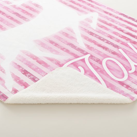 Couverture Sherpa Noël rose et blanc Joie Reindeer (3/4)