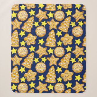 Couverture Sherpa Noël sans couture motif de sucreries et st jaune