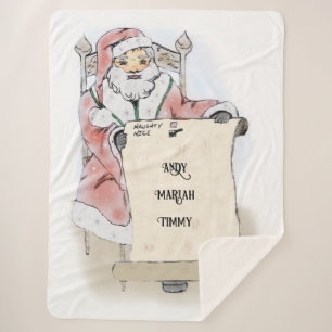 Couverture Sherpa Noël Santa Claus Naughty Nice Liste Blanche