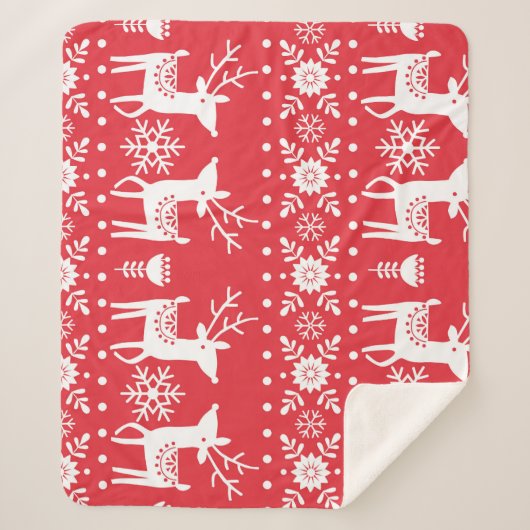 Couverture Sherpa Noël scandinave : Snowflakes & Deer (Devant)