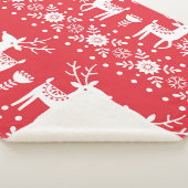 Couverture Sherpa Noël scandinave : Snowflakes & Deer (3/4)