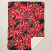Couverture Sherpa Noël Sherpa Blanket-Large-Rouge Poinsettia (Devant)