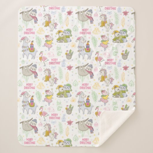 Couverture Sherpa Noël tropical mignon (Devant)