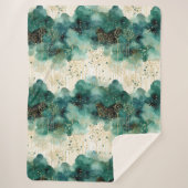 Couverture Sherpa Noël Vert Or Blanc Arbres (Devant)