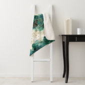 Couverture Sherpa Noël Vert Or Blanc Arbres (En situation)