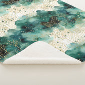 Couverture Sherpa Noël Vert Or Blanc Arbres (3/4)