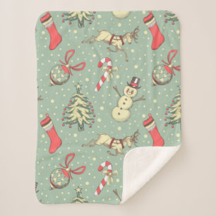 Couverture Sherpa Noël vintage