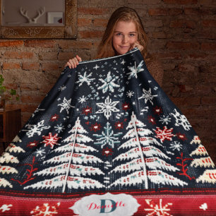 Couverture Sherpa Noël Winter Wonderland Festival Monogramme Nom