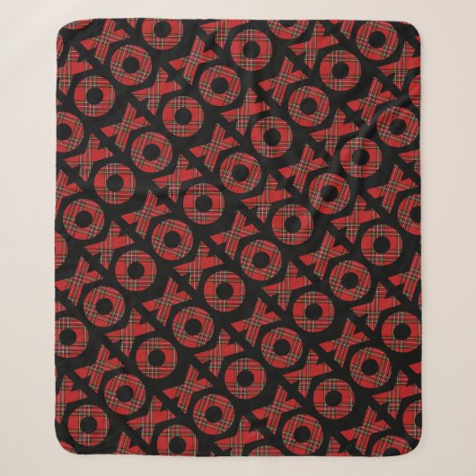 Couverture Sherpa Noël XOXO rouge moderne (Devant)