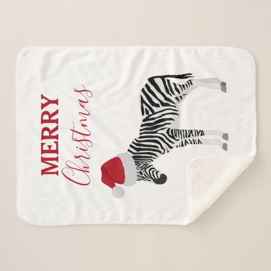 Couverture Sherpa Noël Zebra Funny Animal avec Santa Hat (Devant (Horizontal))