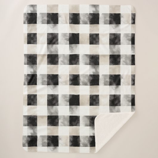 Couverture Sherpa Noir Blanc Argent Russe Noël (Devant)