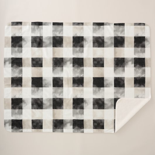 Couverture Sherpa Noir Blanc Argent Russe Noël (Devant (Horizontal))