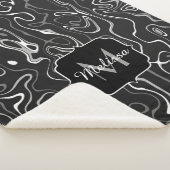 Couverture Sherpa Noir blanc gris damas tourbillons abstraits Monogr (3/4)