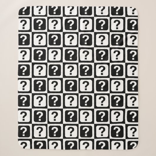 Couverture Sherpa Noir blanc Question Mark Riddle Block Monogramme (Devant)
