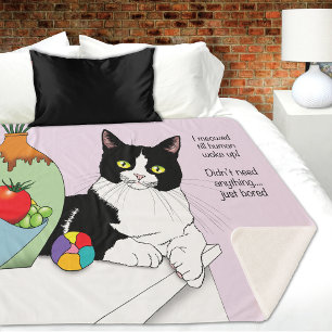 Couverture Sherpa Noir Blanc Tuxedo Funny Chat
