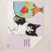 Couverture Sherpa Noir Blanc Tuxedo Funny Chat (Devant)