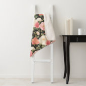 Couverture Sherpa Noir Blossom Chaleur Élégant Style Rose Dessiné À  (En situation)