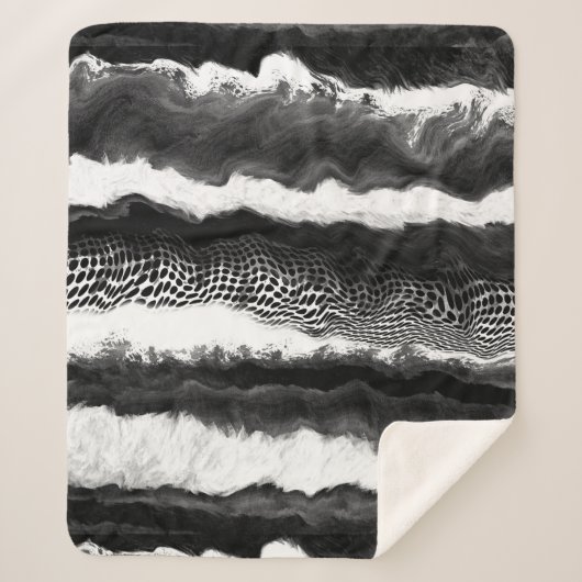 Couverture Sherpa Noir et blanc Abstrait Illusion Art moderne (Devant)