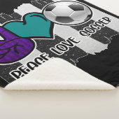 Couverture Sherpa Noir et blanc Striped Peace Love Soccer (3/4)