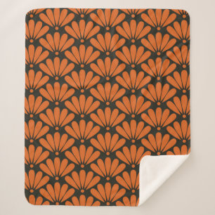 Couverture Sherpa Noir et bronze orange orange oriental p
