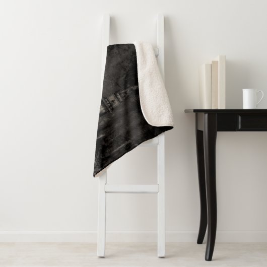 Couverture Sherpa Noir et Taupe en survol Skyline Venise Italie (En situation)