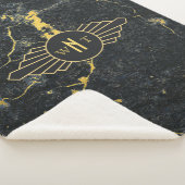 Couverture Sherpa Noir Marbre trois lettres Monogramme Art Déco (3/4)