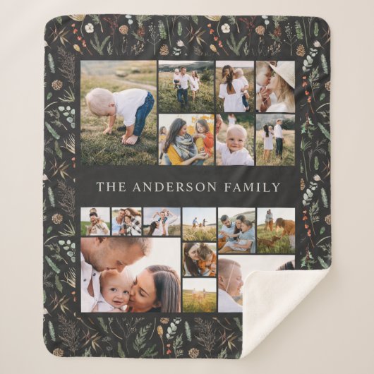 Couverture Sherpa noir moderne élégant 17 photo pampas botanique fle (Devant)