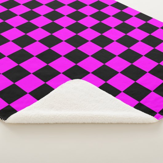 Couverture Sherpa Noir + Pink Check À damiers Motif de tableau de bo (3/4)