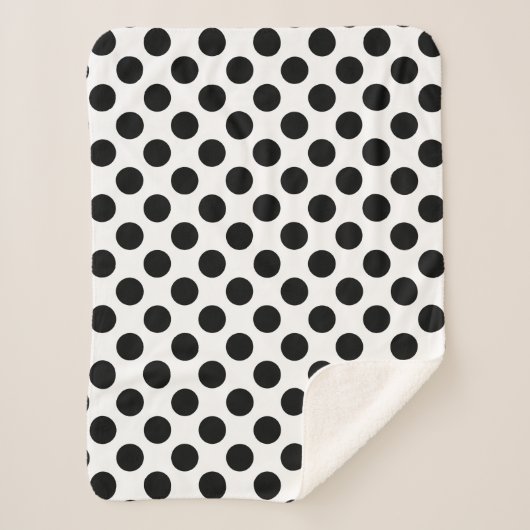 Couverture Sherpa Noir sur Blanc Grand Taille Pois (Devant)