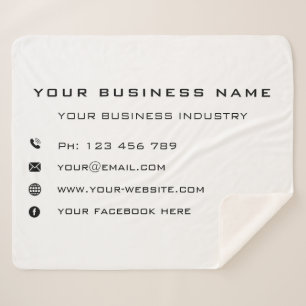 Couverture Sherpa Nom commercial personnalisé Texte Sherpa Blanche M