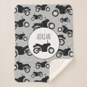 Couverture Sherpa Nom Customisé du Motif de moto