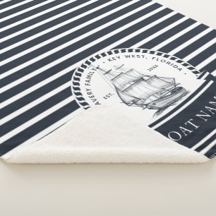 Couverture Sherpa Nom de bateau personnalisé Nautique