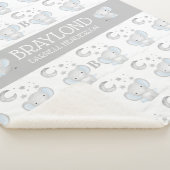 Couverture Sherpa Nom de bébé éléphant garçon bleu et gris (3/4)