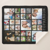 Couverture Sherpa Nom de famille 27 Photo Collage Couleur personnali (Devant (Horizontal))