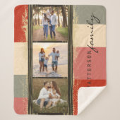 Couverture Sherpa Nom de famille 3 Photo Collage Rustique Abstrait (Devant)
