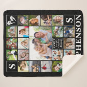 Couverture Sherpa Nom de famille Monogramme Citation Coeur 20 Photo (Devant (Horizontal))