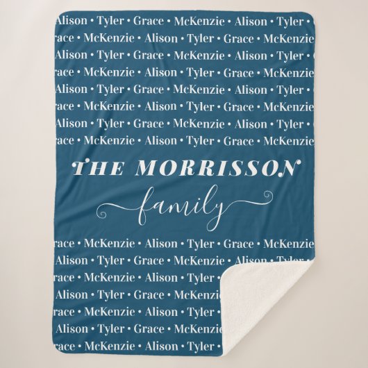Couverture Sherpa Nom de famille Motif Moderne Script tendance (Devant)