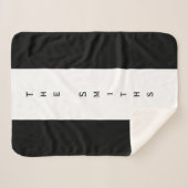 Couverture Sherpa Nom de famille personnalisé noir et blanc (Devant (Horizontal))