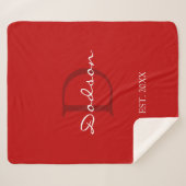 Couverture Sherpa Nom de la famille de script blanc rouge moderne (Devant (Horizontal))