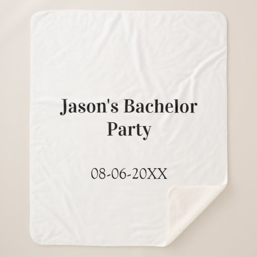 Couverture Sherpa Nom de la fête de bachelor date simple minimal mei (Devant)