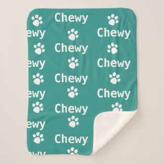 Couverture Sherpa Nom de la patte de chien blanc vert