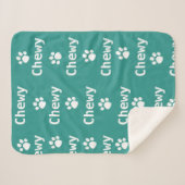 Couverture Sherpa Nom de la patte de chien blanc vert (Devant (Horizontal))
