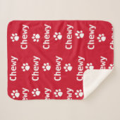 Couverture Sherpa Nom de la patte de chien Rouge Blanc (Devant (Horizontal))