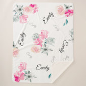 Couverture Sherpa Nom de la petite fille couleur d'eau couleur rose  (Devant)