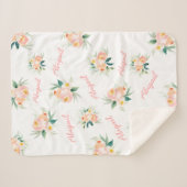 Couverture Sherpa Nom de la petite fille florale personnalisée Sherp (Devant (Horizontal))